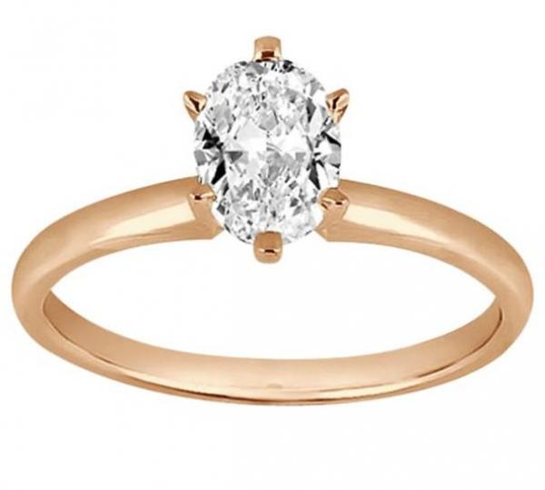 Six-Prong 14k Rose Gold Engagement Ring Solitaire Setting
