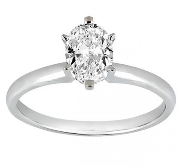 Six-Prong 14k White Gold Engagement Ring Solitaire Setting