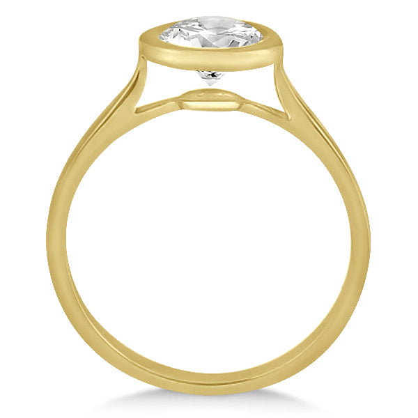 Floating Bezel Set Solitaire Engagement Ring Setting 14K Yellow Gold