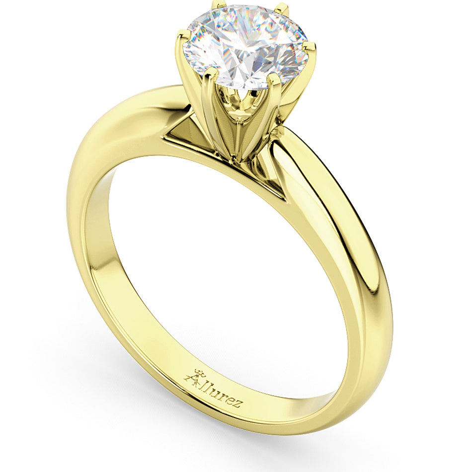 Six-Prong 14k Yellow Gold Solitaire Engagement Ring Setting