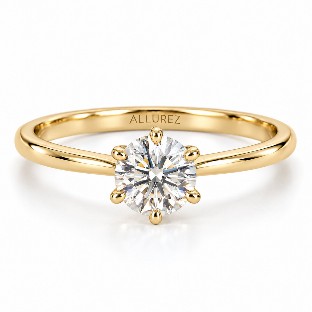 Six-Prong 14k Yellow Gold Solitaire Engagement Ring 0.53ct