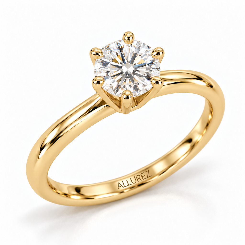 Six-Prong 14k Yellow Gold Solitaire Engagement Ring 0.53ct