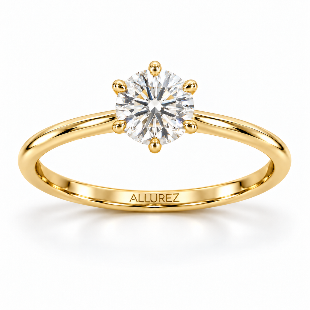 Six-Prong 14k Yellow Gold Solitaire Engagement Ring 0.53ct