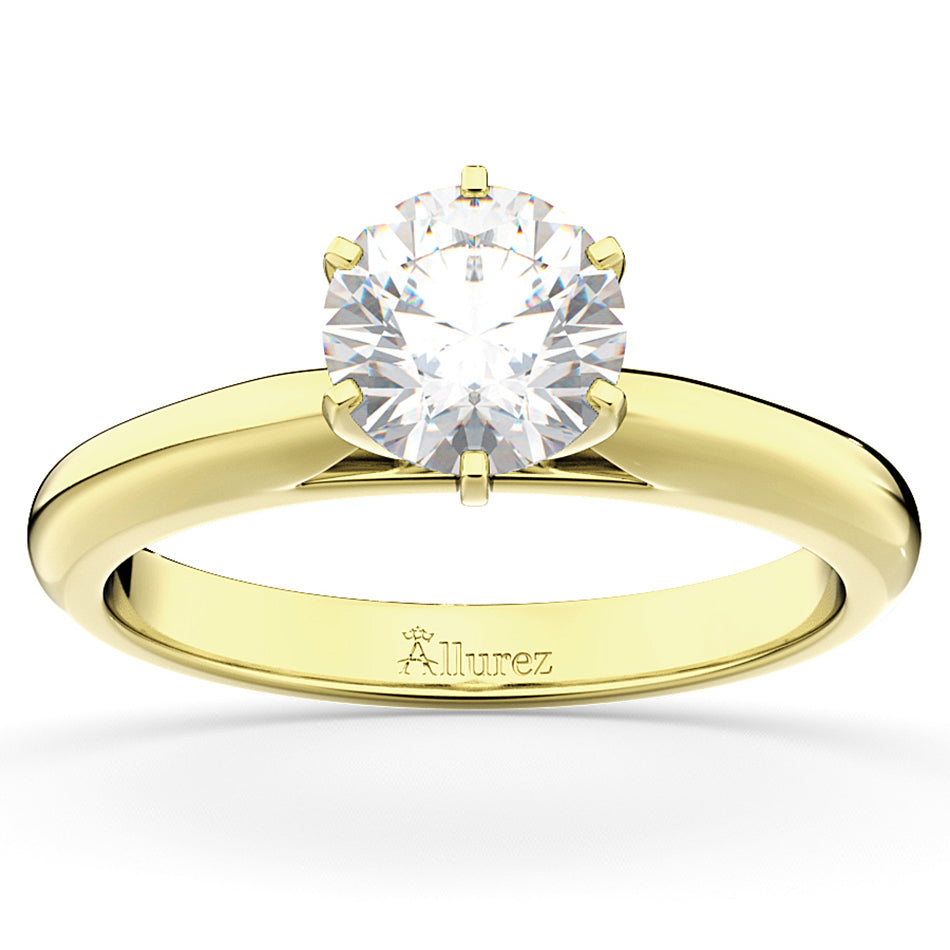 Six-Prong 18k Yellow Gold Solitaire Engagement Ring Setting