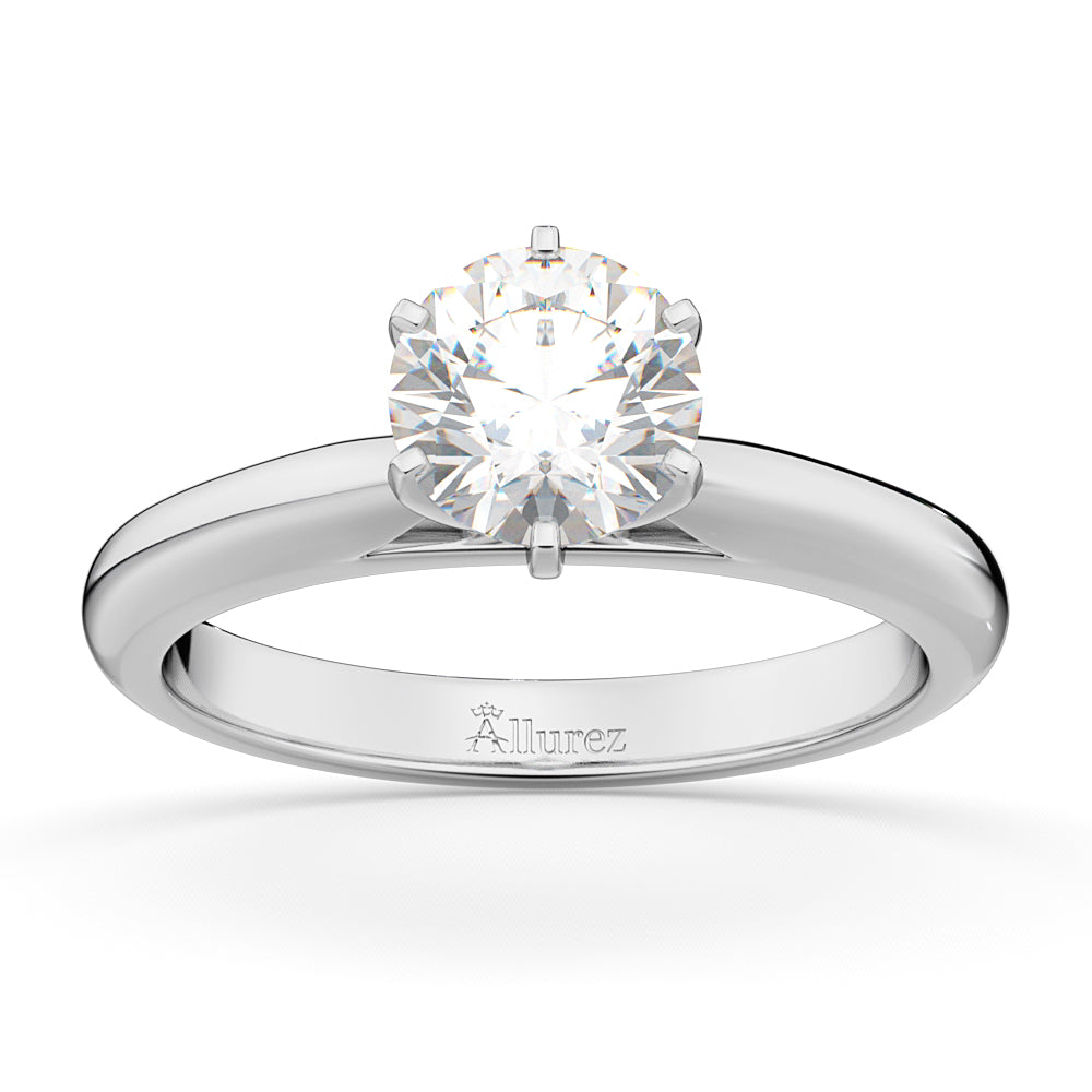Six-Prong Platinum Solitaire Engagement Ring Setting