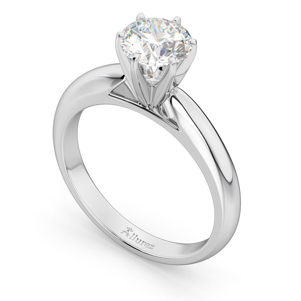 Six-Prong Platinum Solitaire Engagement Ring Setting