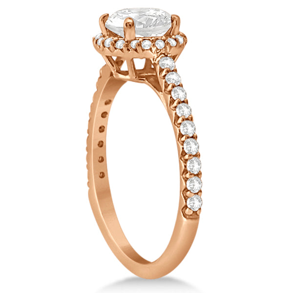 Halo Moissanite Engagement Ring Diamond Accents 14K Rose Gold 2.00ct