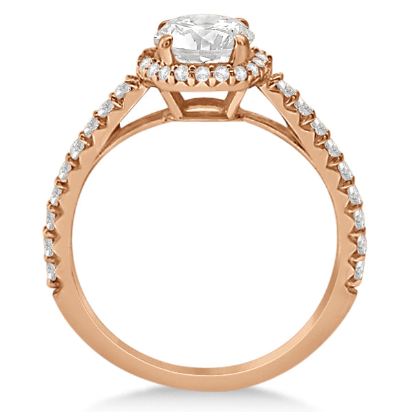 Halo Moissanite Engagement Ring Diamond Accents 14K Rose Gold 2.00ct