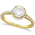 Halo Moissanite Engagement Ring Diamond Accents 18k Yellow Gold 1.50ct