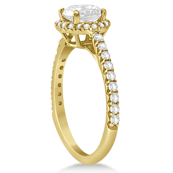 Halo Moissanite Engagement Ring Diamond Accents 18k Yellow Gold 1.00ct