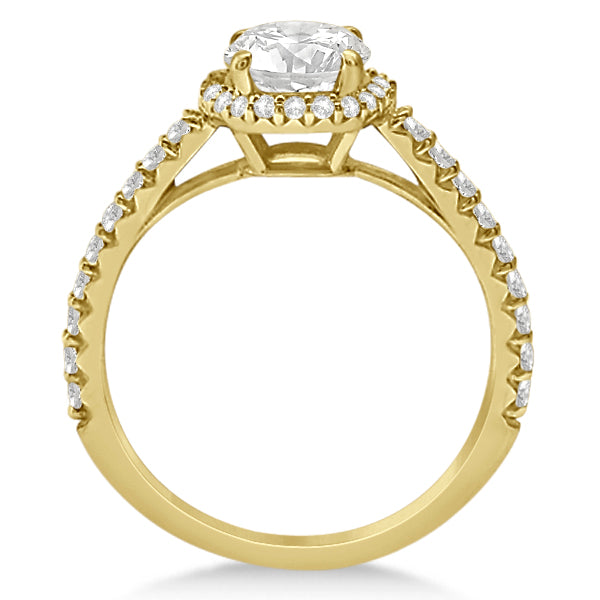 Halo Moissanite Engagement Ring Diamond Accents 18k Yellow Gold 1.00ct