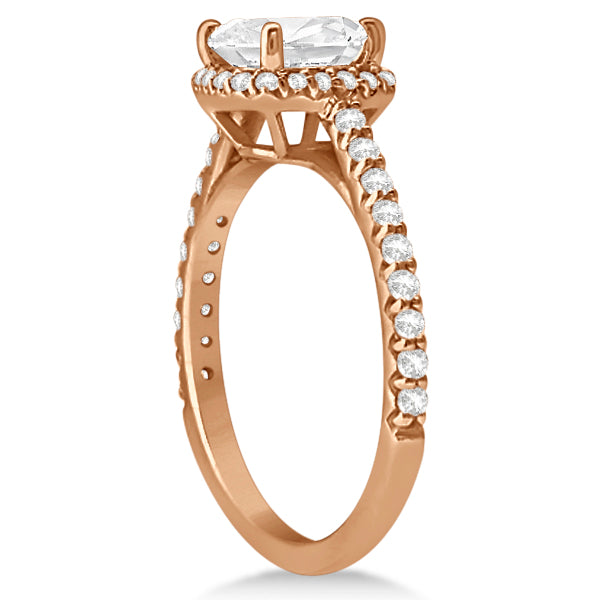 Halo Design Cushion Cut Diamond Engagement Ring 14K Rose Gold 1.50ct