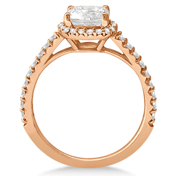 Halo Design Cushion Cut Diamond Engagement Ring 18k Rose Gold 1.50ct