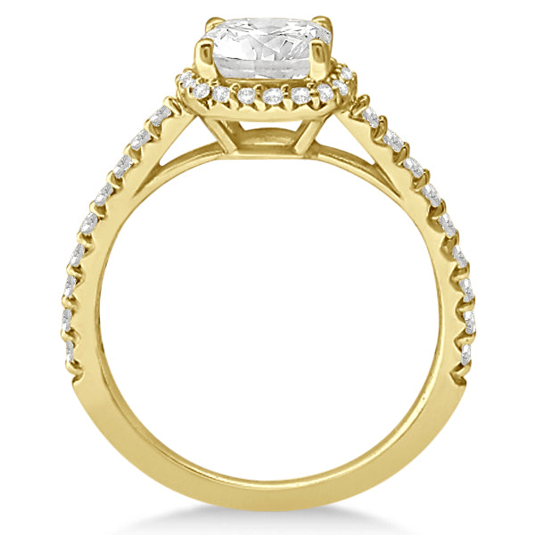 Halo Design Cushion Cut Diamond Engagement Ring 14K Yellow Gold 2.00ct