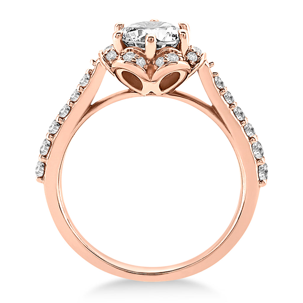 Diamond Accented Floral Halo Engagement Ring 14k Rose Gold (0.36ct)