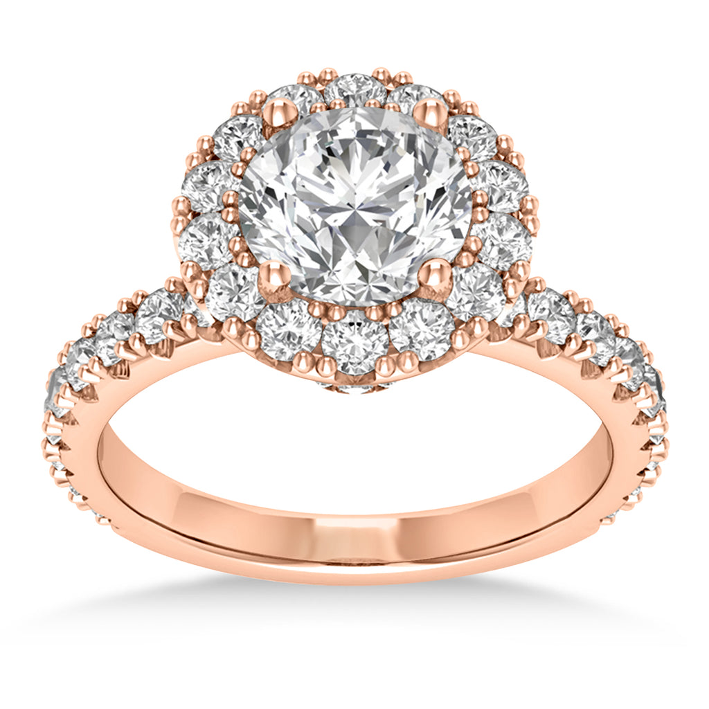 Diamond Halo Engagement Ring 14k Rose Gold (0.90ct)