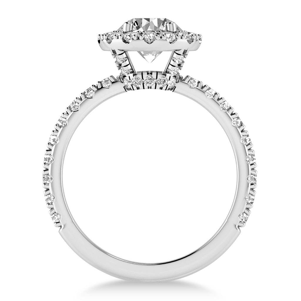 Diamond Halo Engagement Ring 14k White Gold (0.90ct)