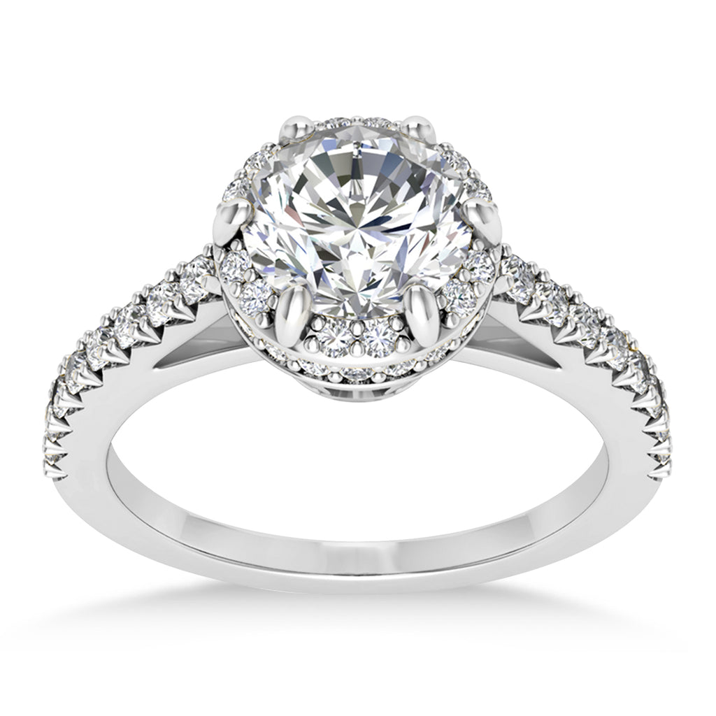Diamond Sidestones Engagement Ring 14k White Gold (0.44ct)