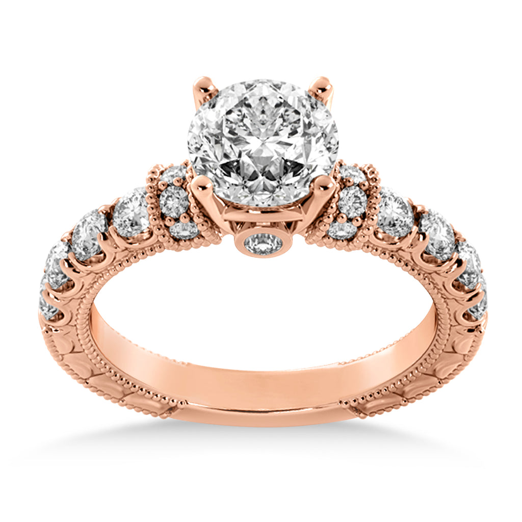Diamond Vintage Style Engagement Ring 14k Rose Gold (0.52ct)