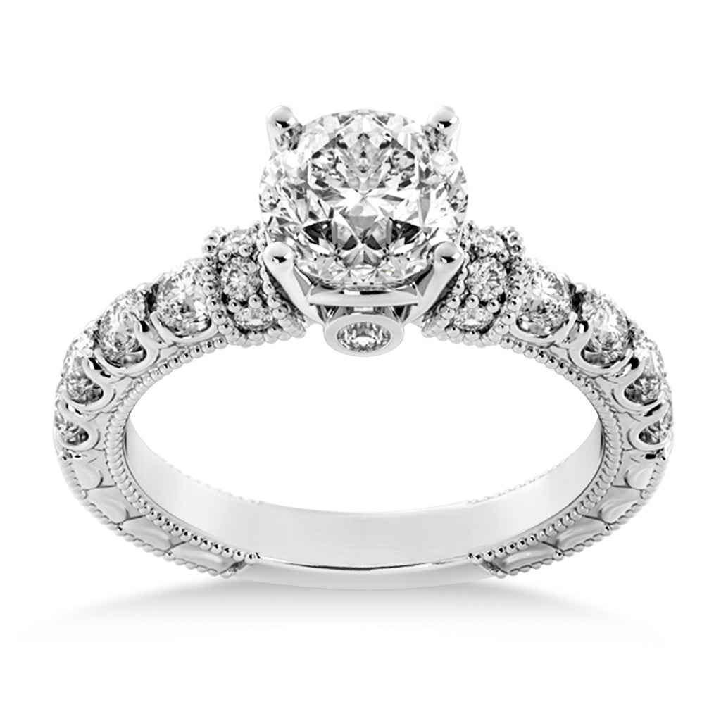 Diamond Vintage Style Engagement Ring 18k White Gold (0.52ct)