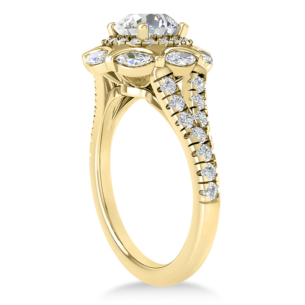 Diamond Accented Halo Engagement Ring 14k Yellow Gold (0.92ct)