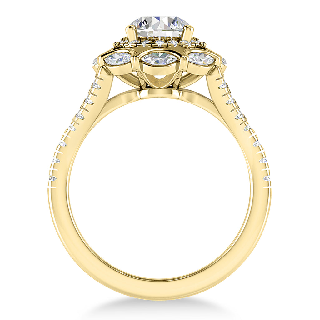 Diamond Accented Halo Engagement Ring 14k Yellow Gold (0.92ct)