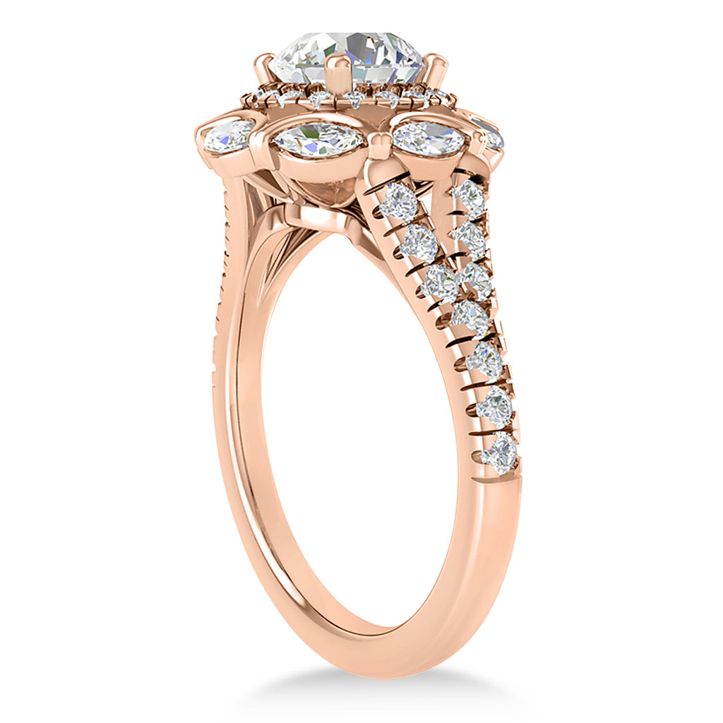 Diamond Accented Halo Engagement Ring 18k Rose Gold (0.92ct)