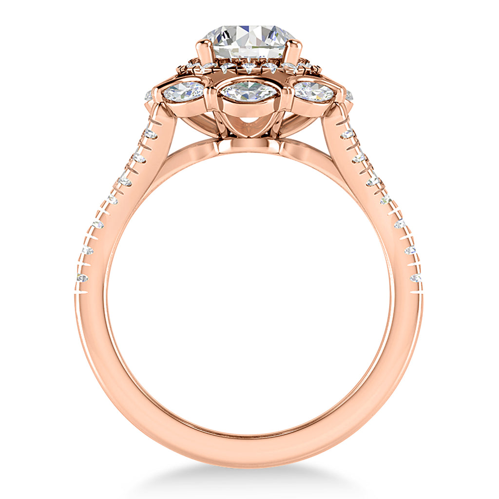 Diamond Accented Halo Engagement Ring 18k Rose Gold (0.92ct)