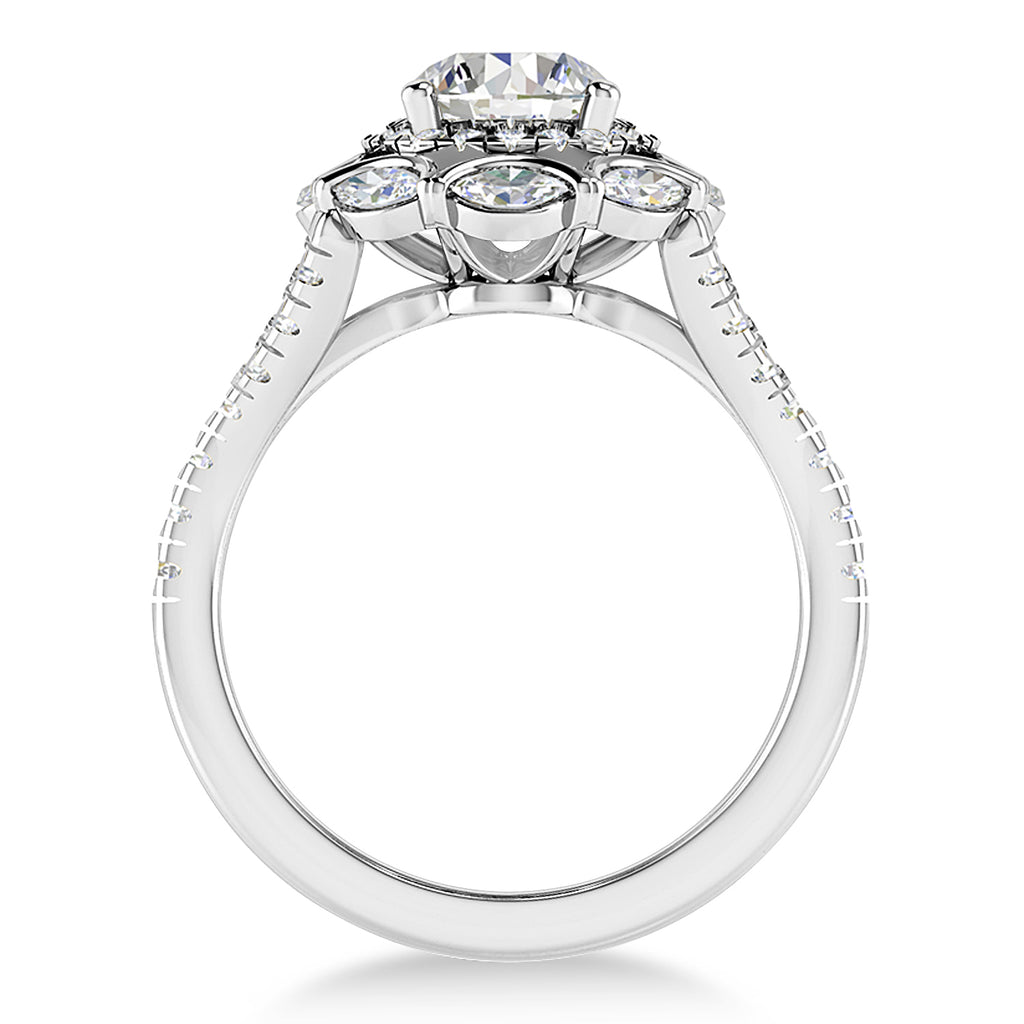 Diamond Accented Halo Engagement Ring 18k White Gold (0.92ct)