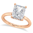 Radiant Cut Lab Diamond Hidden Halo Engagement Ring 18K Rose Gold (3.15ct)