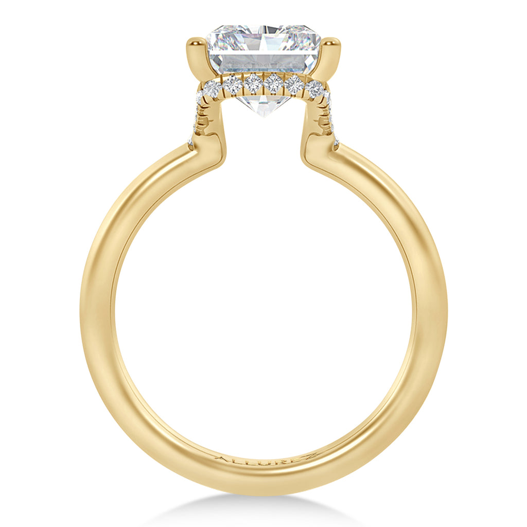 Radiant Cut Lab Diamond Hidden Halo Engagement Ring 18K Yellow Gold (3.15ct)