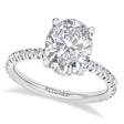 Oval & Round Lab Diamond Hidden Halo Engagement Ring in Palladium (3.45ct)
