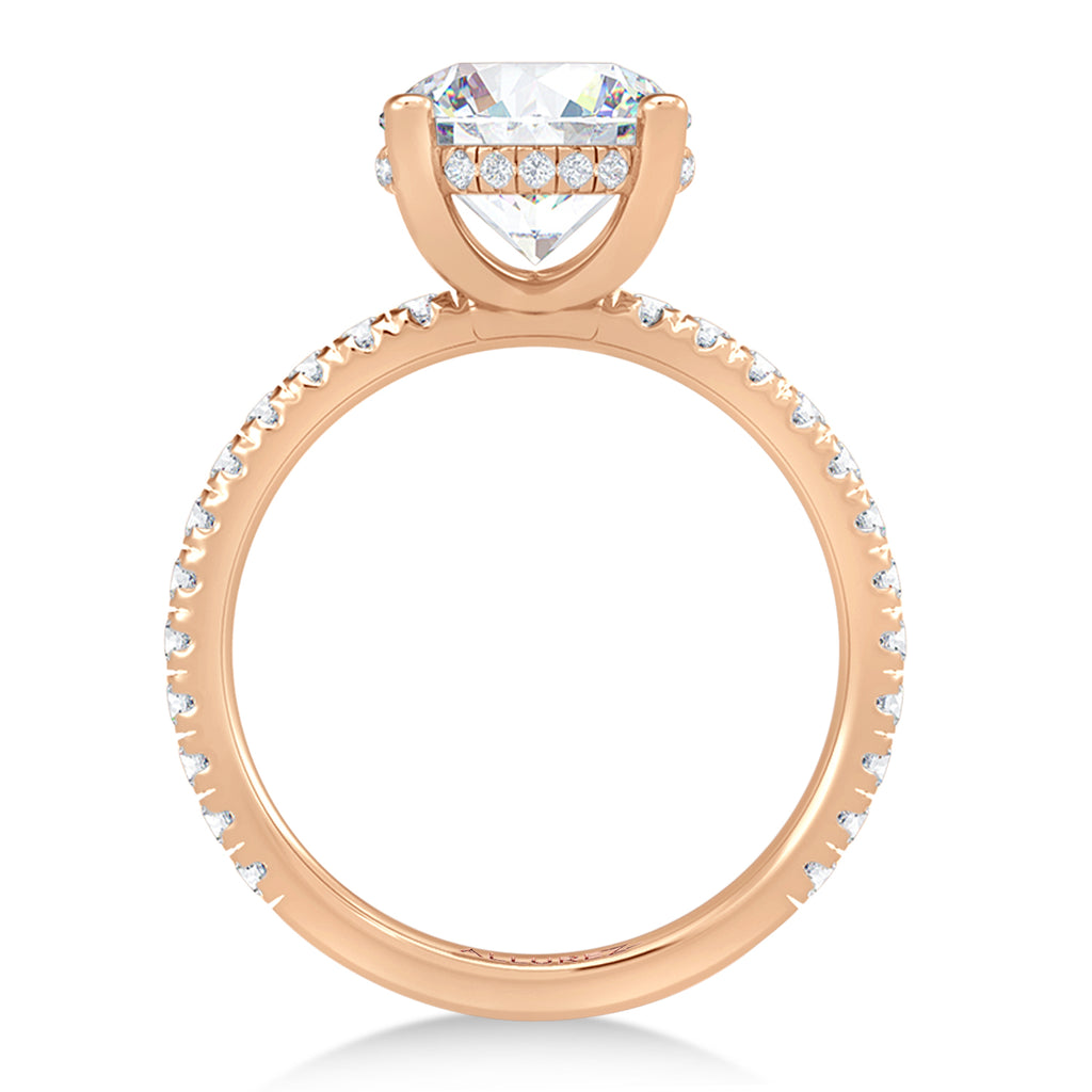 Round Lab Diamond Hidden Halo Engagement Ring 14K Rose Gold (1.48ct)