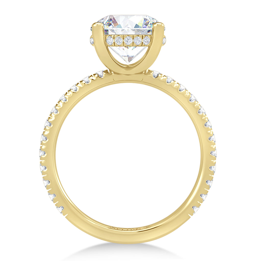 Round Lab Diamond Hidden Halo Engagement Ring 18K Yellow Gold (1.48ct)