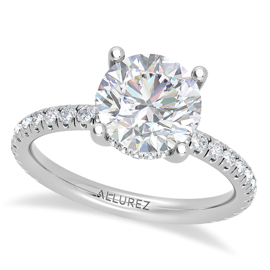 Round Moissanite & Lab Grown Diamond Engagement Ring 14K White Gold (1.48ct)