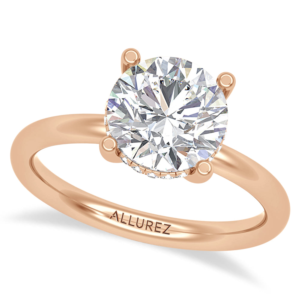 Round Lab Diamond Hidden Halo Engagement Ring 14K Rose Gold (1.06ct)
