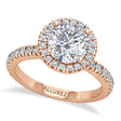 Round Lab Diamond Halo Engagement Ring 14K Rose Gold (2.08ct)