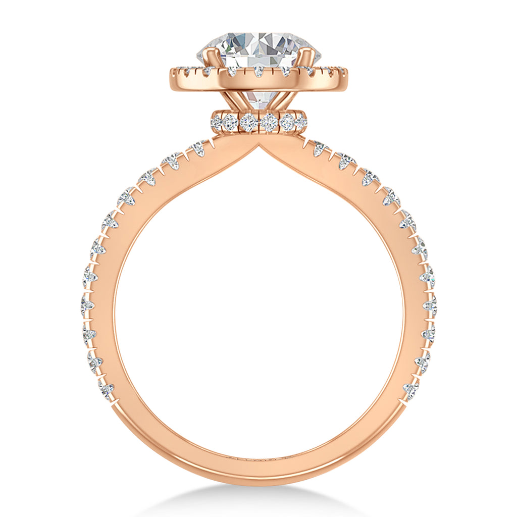 Round Lab Diamond Halo Engagement Ring 14K Rose Gold (2.08ct)