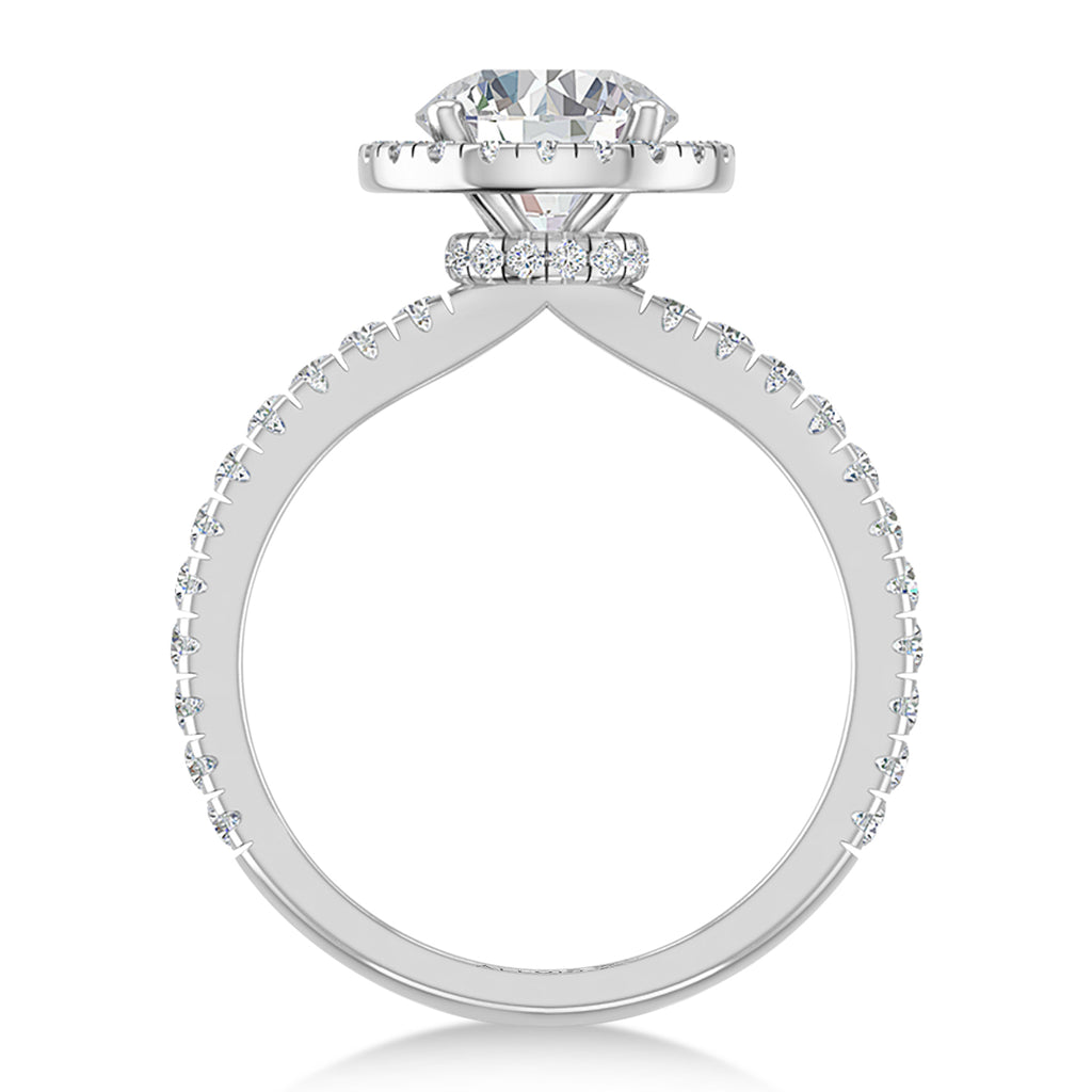 Round Moissanite & Lab Grown Diamond Halo Engagement Ring in Palladium (2.08ct)