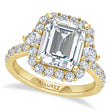 Emerald Cut & Round Lab Diamond Halo Engagement Ring 14K Yellow Gold (3.90ct)