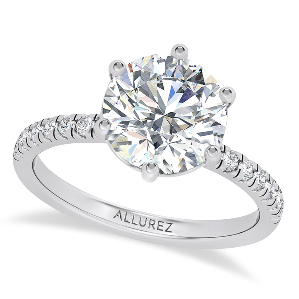 Round Lab Grown Diamond Engagement Ring 14K White Gold (3.30ct)