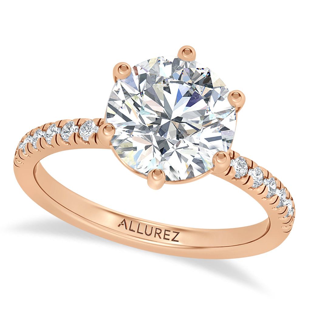 Round Lab Diamond Hidden Halo Engagement Ring 18K Rose Gold (3.30ct)