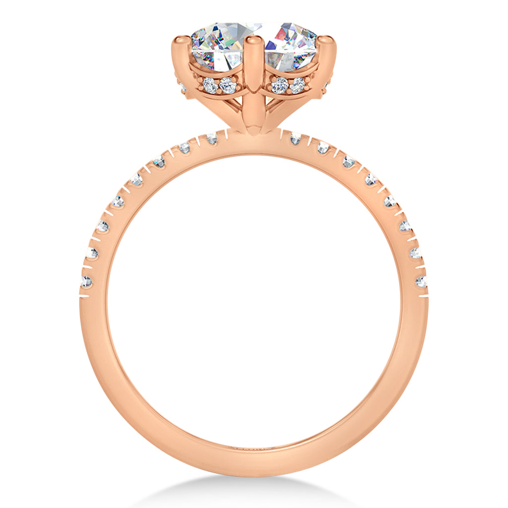 Round Lab Diamond Hidden Halo Engagement Ring 18K Rose Gold (3.30ct)