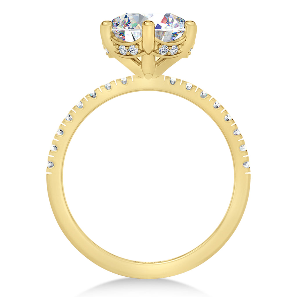 Round Moissanite & Lab Grown Diamond Engagement Ring 18K Yellow Gold (3.30ct)