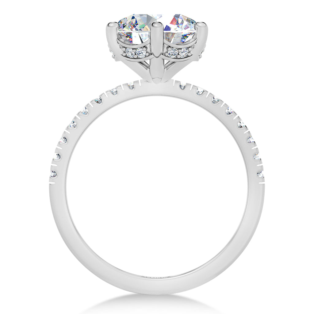 Round Moissanite & Lab Grown Diamond Engagement Ring in Platinum (3.30ct)