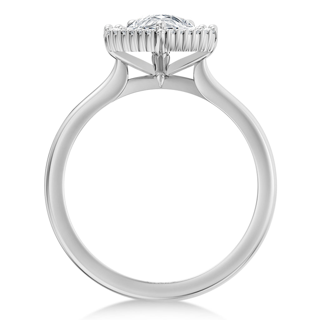 Pear Moissanite & Round Lab Grown Diamond Halo Engagement Ring in Palladium (1.82ct)