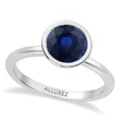 Round Lab Blue Sapphire Bezel Engagement Ring 14K White Gold (2.12ct)