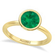 Round Lab Emerald Bezel Engagement Ring 14K Yellow Gold (1.53ct)