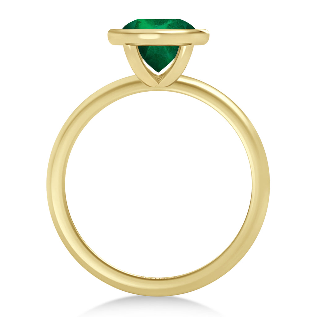 Round Lab Emerald Bezel Engagement Ring 14K Yellow Gold (1.53ct)