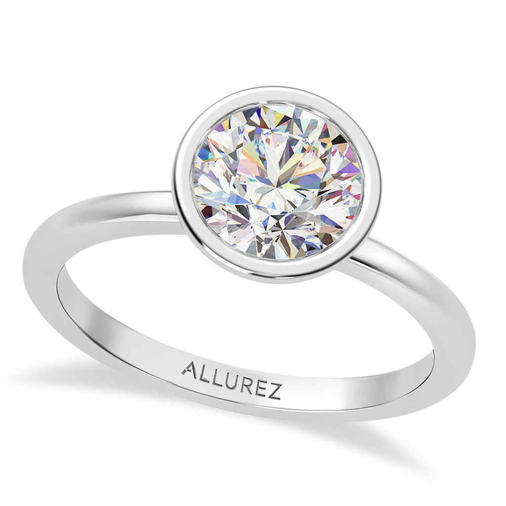 Round Lab Grown Diamond Bezel Engagement Ring in Palladium (1.50ct)